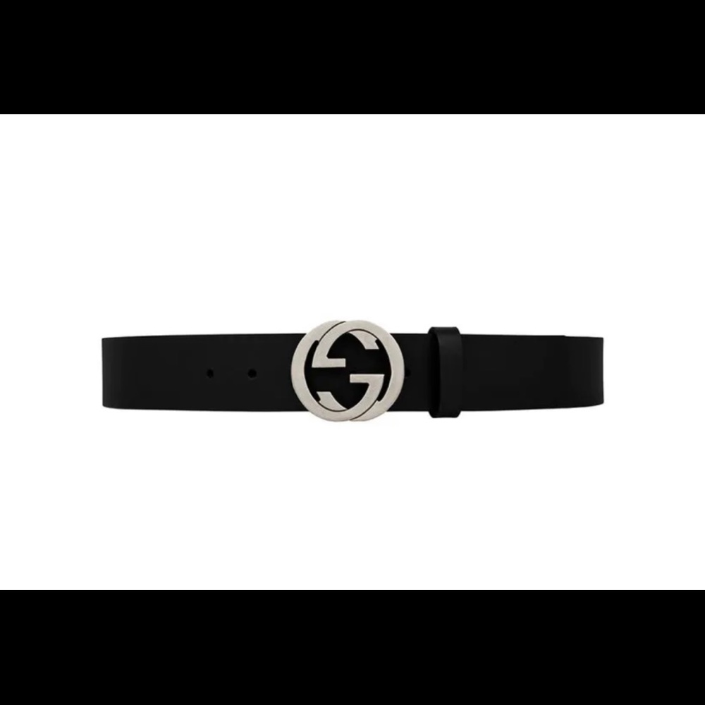 Authentic Gucci black leather interlocking G belt